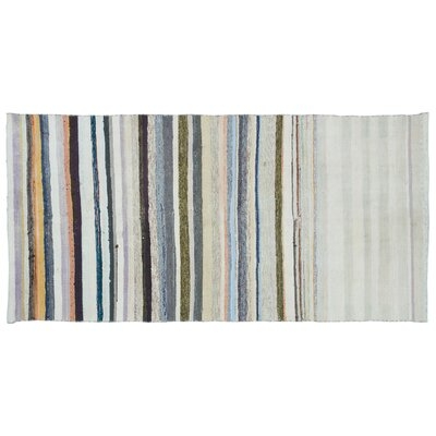 One-of-a-Kind Boyadjis Hand-Knotted Before 1900 Hemp Gray/Green/Blue 4'1" x 8'3" Runner Area Rug - Image 0