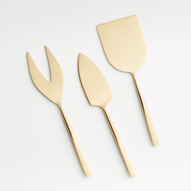 Gold Cheese Knives, Set of 3 - Image 0