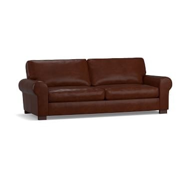 Turner Roll Arm Leather Sofa 2-Seater 91", Down Blend Wrapped Cushions, Churchfield Ebony - Image 4