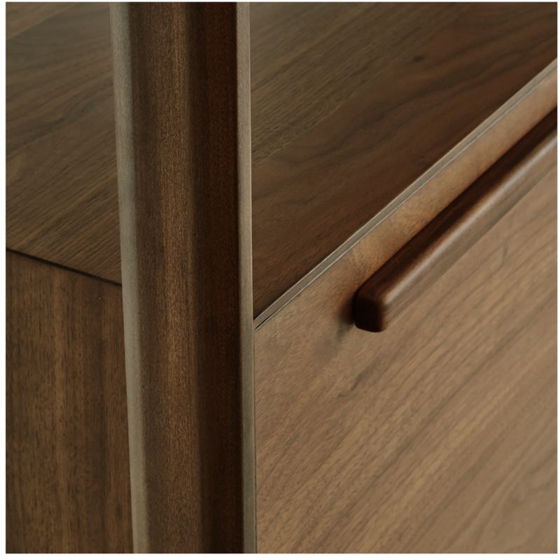 Tate Walnut Bookcase Bar Cabinet - Image 8