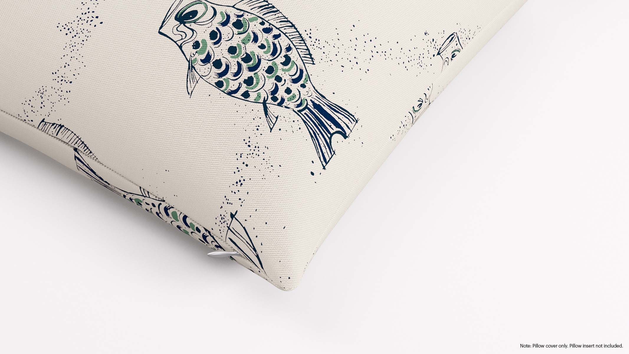 Throw Pillow Cover 22", Canvas Sakana, 22" x 22" - Image 1