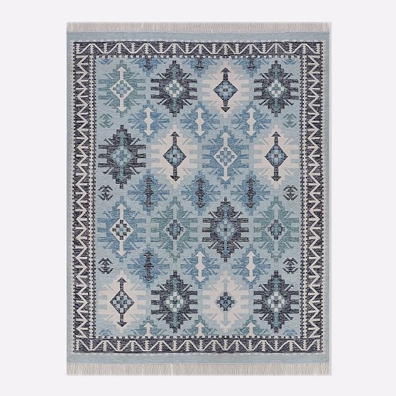 OPEN BOX: Framed Arrows Indoor/Outdoor Rug, 3x5, Blue Teal - Image 0