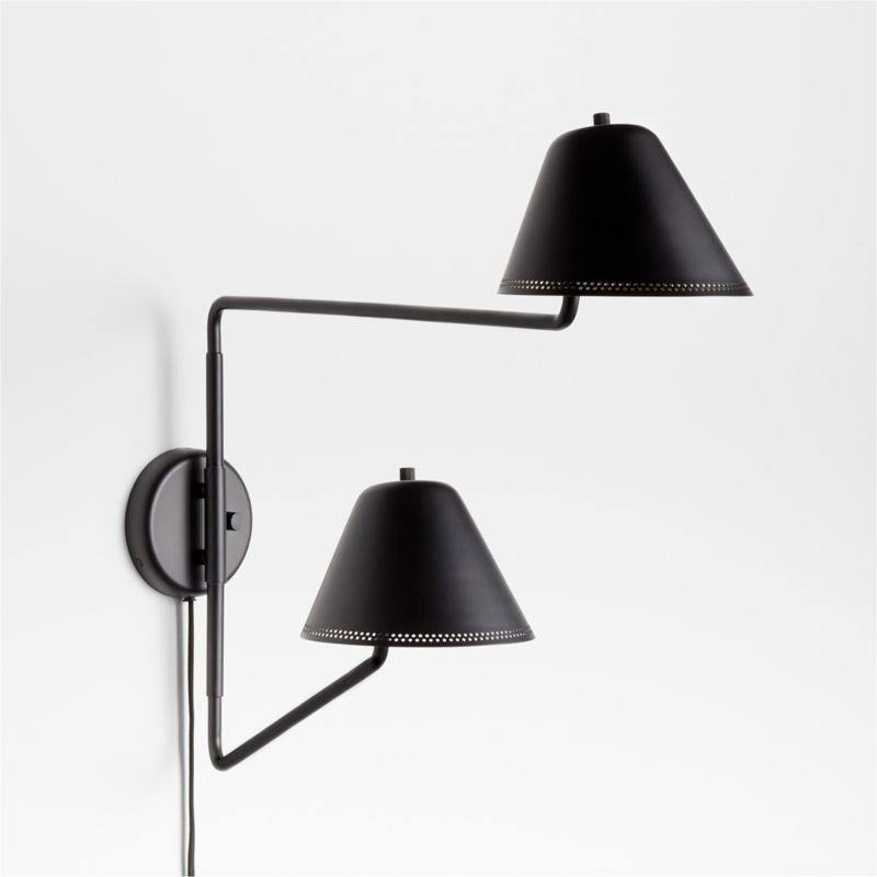 Jensen Black Adjustable Metal 2-Light Wall Sconce - Image 2