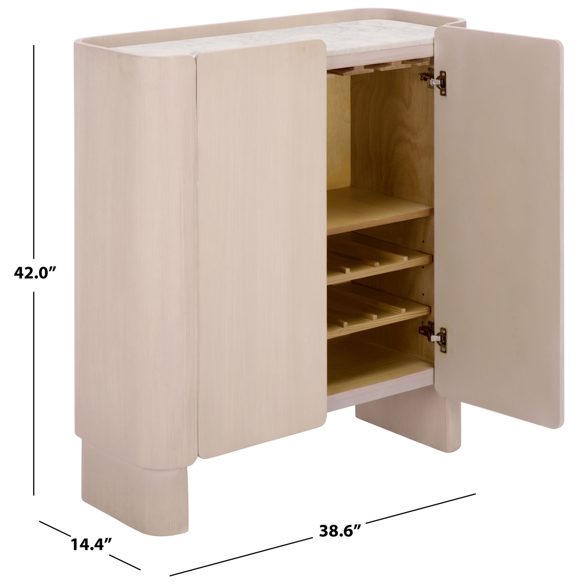 Alanabella Marble Bar Cabinet - Sand / White - Image 9