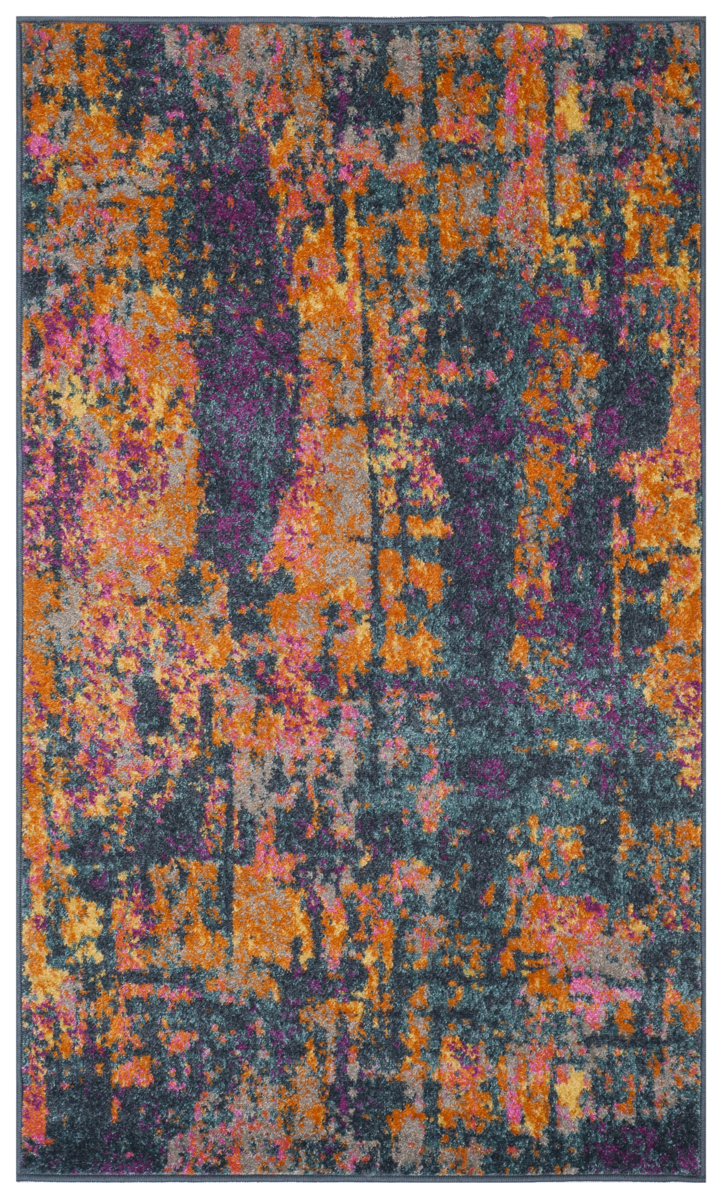 Arlo Home Woven Area Rug, MAD143A, Blue/Orange,  3' X 5' - Image 0
