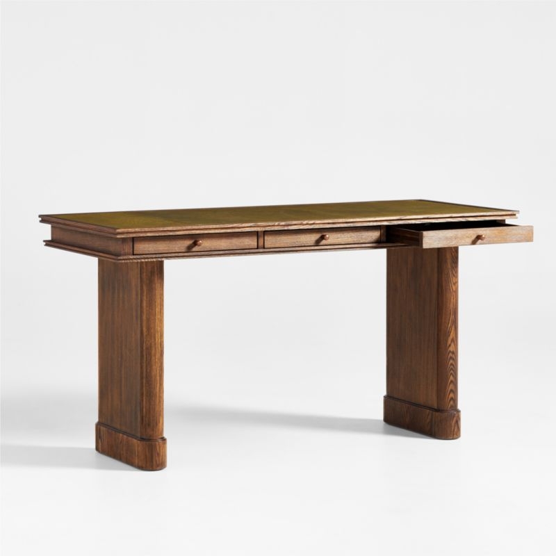 Jake Cocoa Leather and Elm Wood Desk with Drawers by Jake Arnold - Image 7