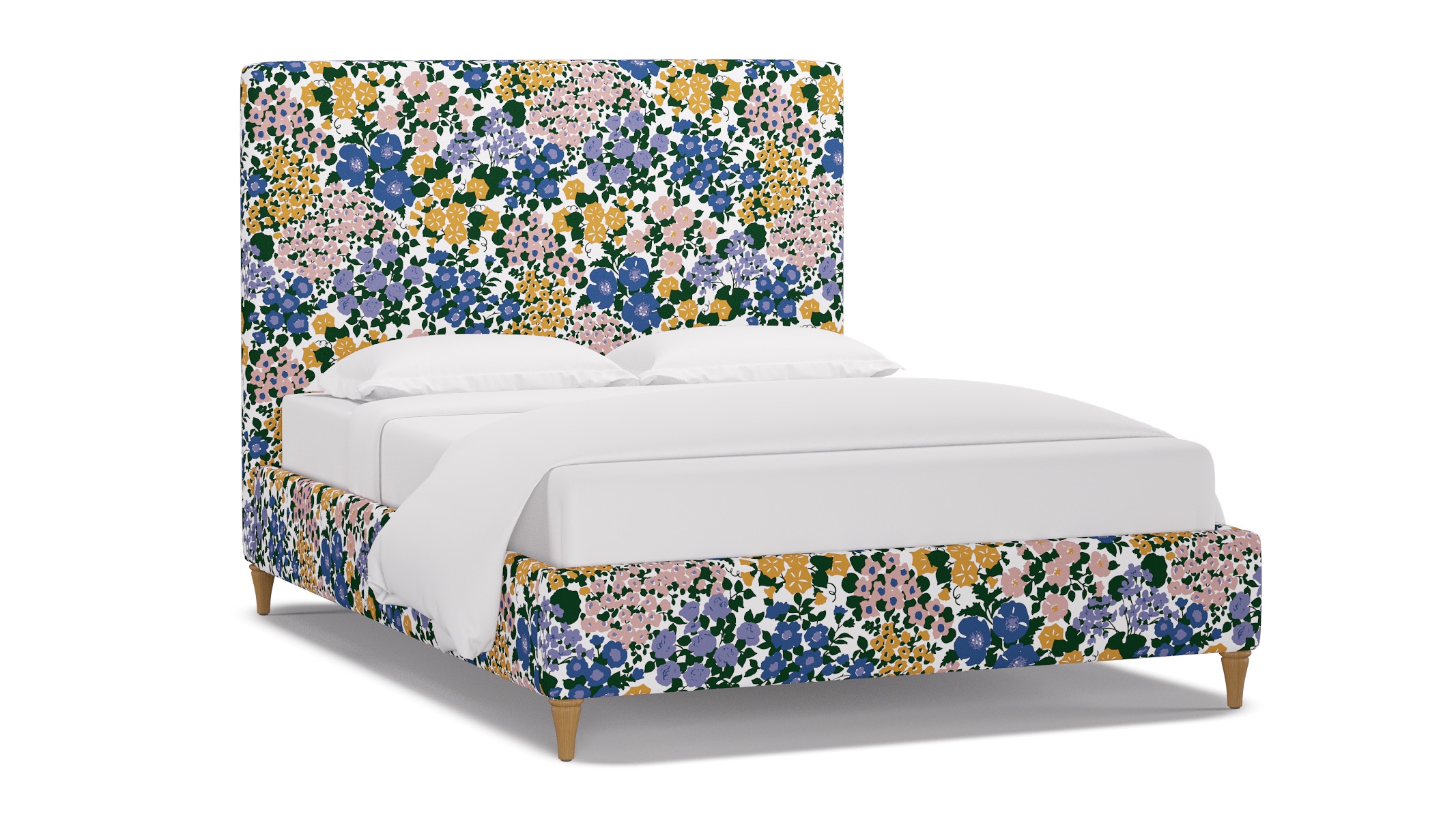 Classic Bed, Lavender Million Flowers, Natural Decorative Tapered Leg, Twin - Image 1