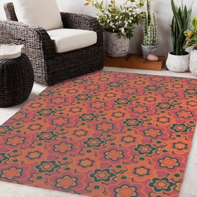 FLORAL BURST PINK Outdoor Rug By Becky Bailey - Image 0