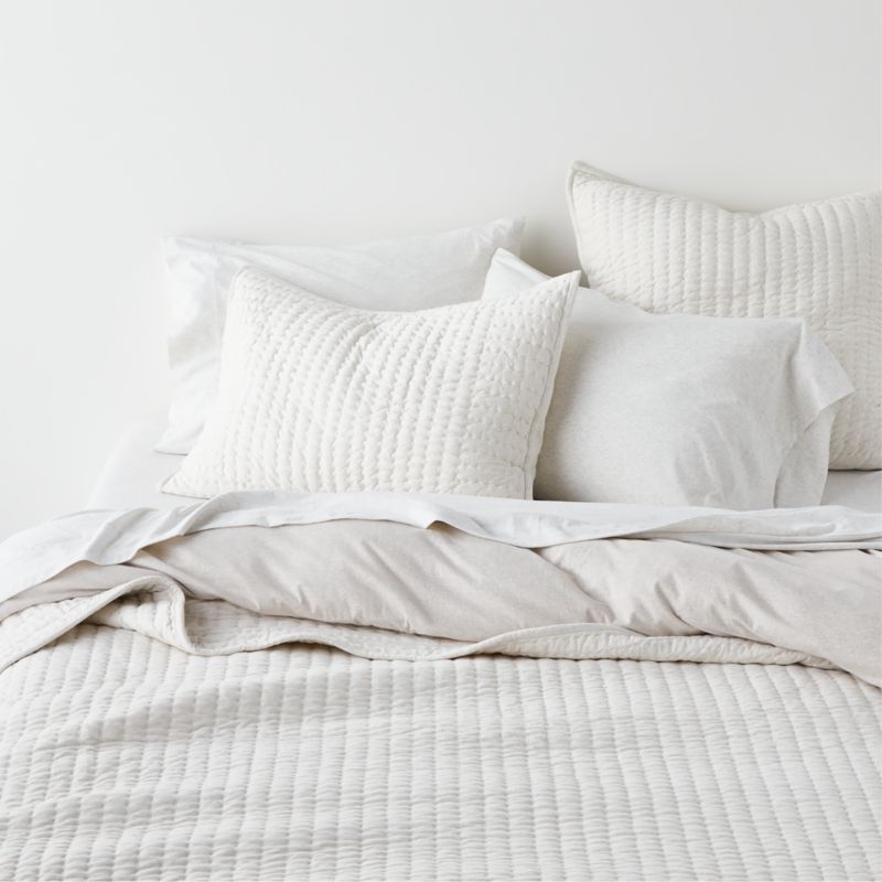Cozysoft Organic Cotton Jersey Heathered Ivory Euro Quilted Pillow Sham - Image 4