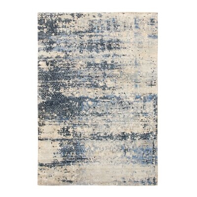 One-of-a-Kind Hand-Knotted New Age Gray/Navy 6' x 9'3" Area Rug - Image 0