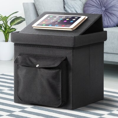 Worktop 15" Cube Collapsible Storage Ottoman With Flip Top Tray And Laptop Stand - Image 0