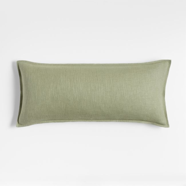 Sage 36"x16" Laundered Linen Throw Pillow Cover - Image 0