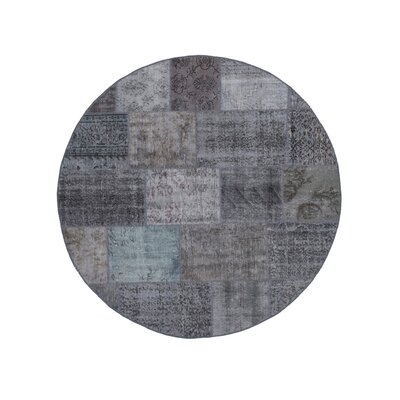 One-of-a-Kind Dreya Hand-Knotted 1970s 6'3" Round Area Rug in Gray/Brown - Image 0