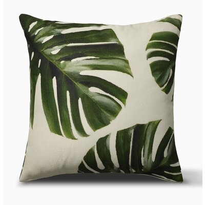 Palm Leaves Indoor Outdoor Decorative Pillow - Green (20" X 20") - Image 0