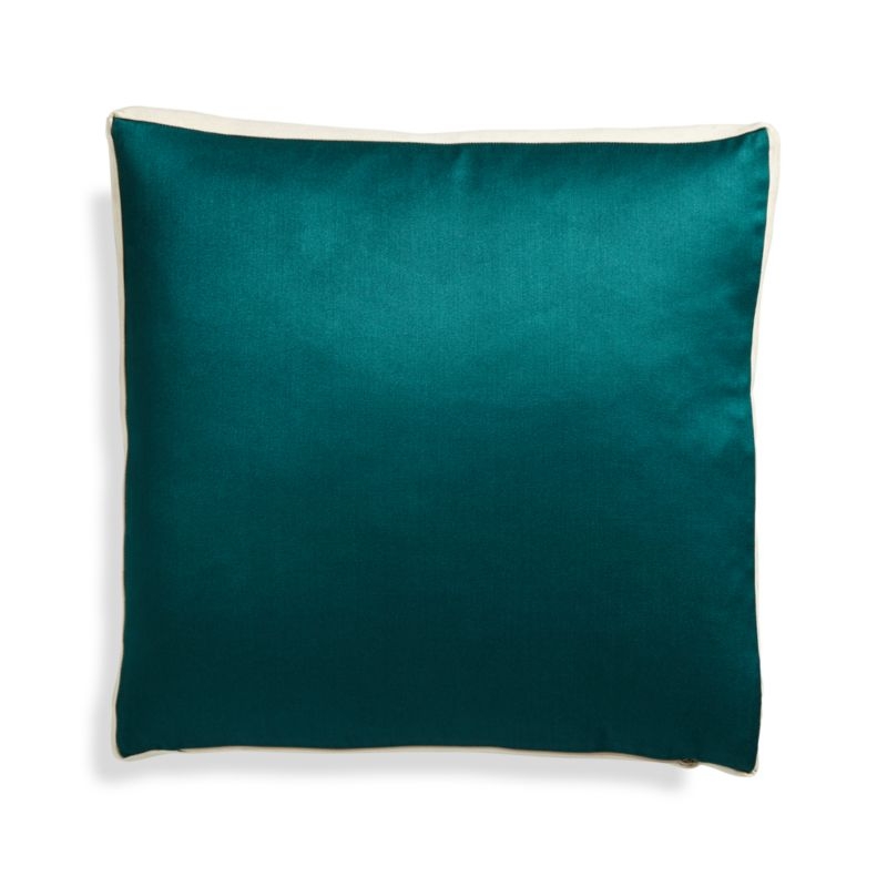 Pattern Teal Box Pillow with Feather-Down Insert 20" - Image 2