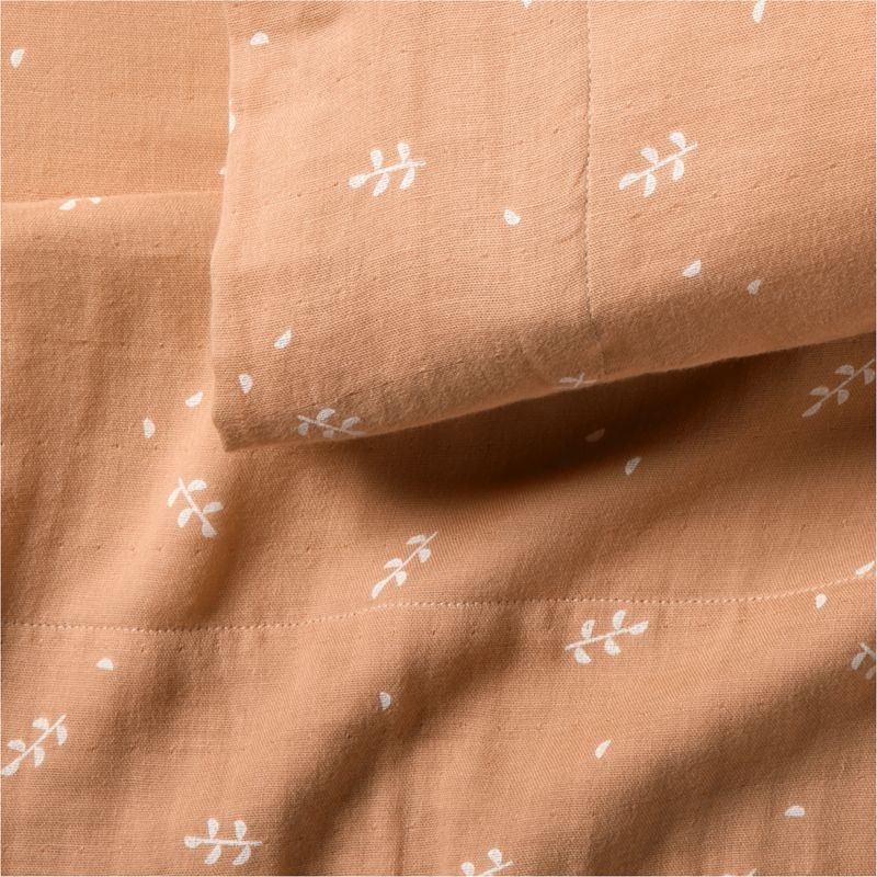 Supersoft Terracotta Leaf Print Organic Cotton Gauze Kids Pillowcase - Image 1