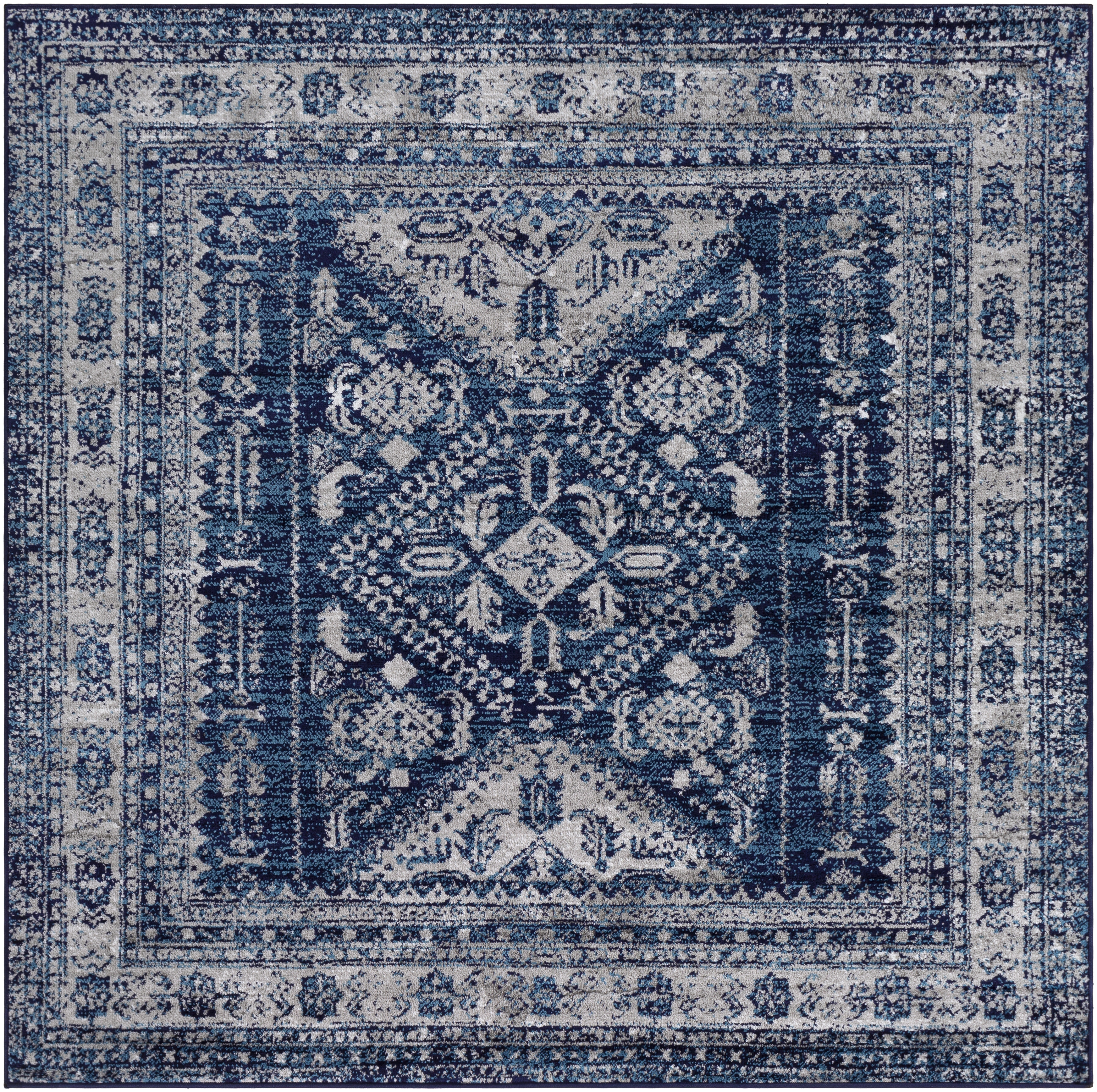 Monte Carlo Blue Indoor 5'3" x 5'3" Machine Woven Rug - Image 0