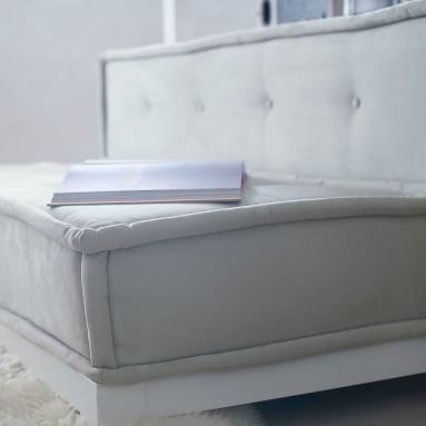 Hampton Loft Bed Set, Bookcase, Media, Faux Suede Light Gray Cushy Loveseat, Full, Simply White - Image 3