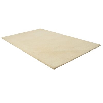 One Of A Kind  Hand-Tufted Modern & Contemporary 3' X 5' Solid Wool Cream Rug - Image 0