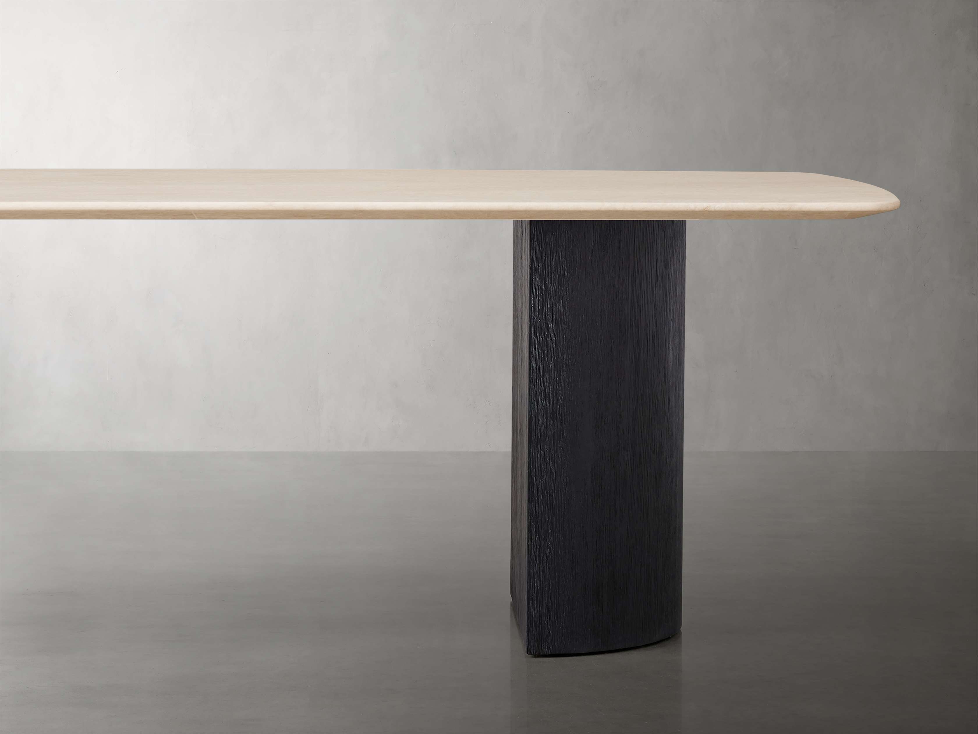 Saint Germain Dining Table with Dauphine Base Stone 72" in Natural  Cream Marble/Ebony - Image 0