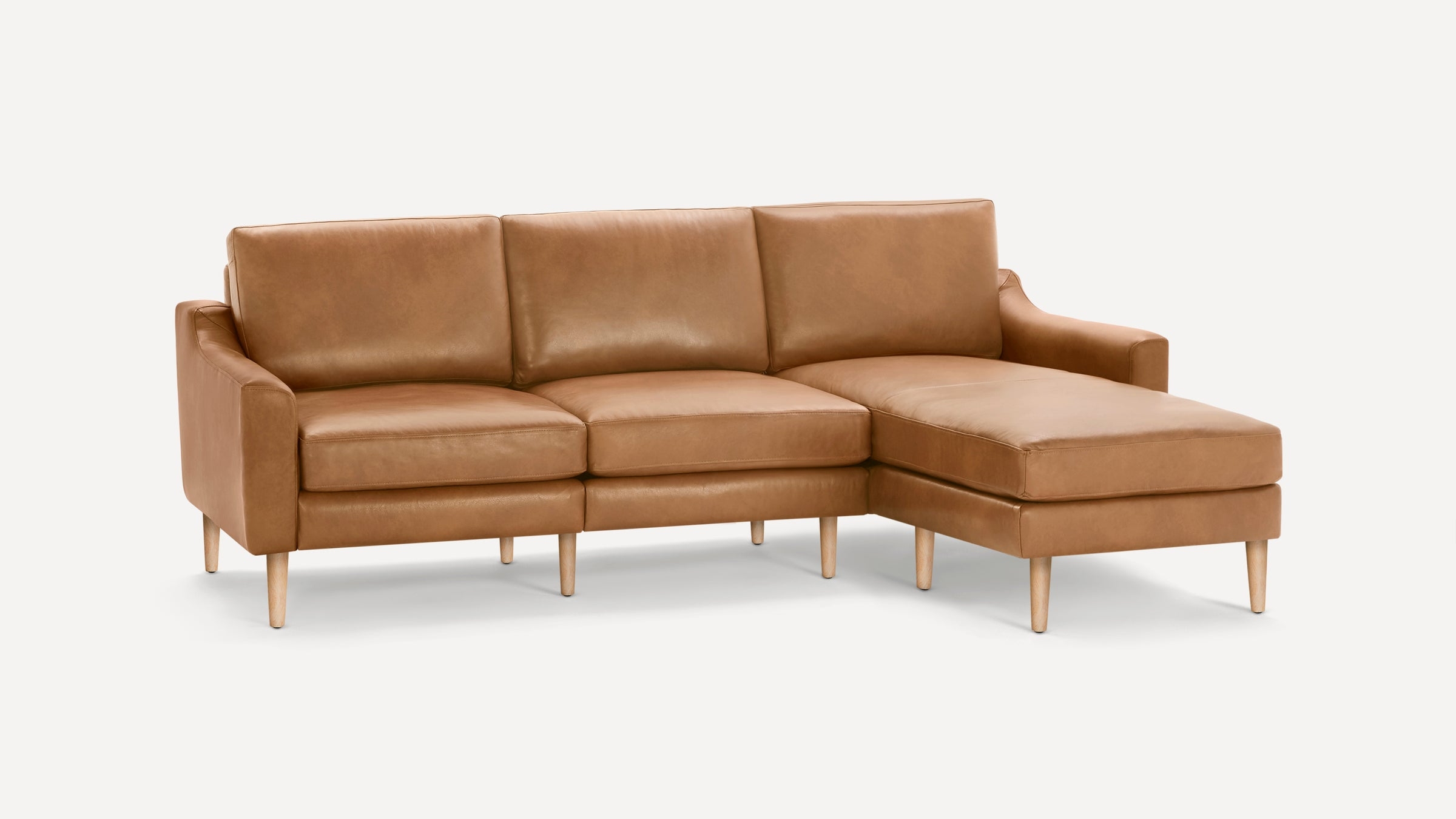 Nomad Leather Sectional - Camel - Top Grain Leather / Oak - Wood / Slope - Image 0