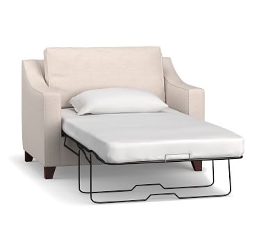 Cameron Slope Arm Upholstered Twin Sleeper Sofa, Polyester Wrapped Cushions, Performance Heathered Basketweave Platinum - Image 1
