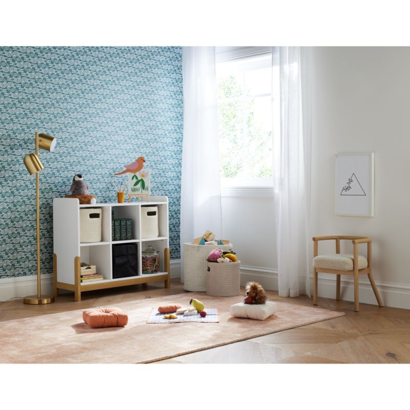 Nella Cream Cotton Waffle Weave Large Floor Bin with Handles - Image 5