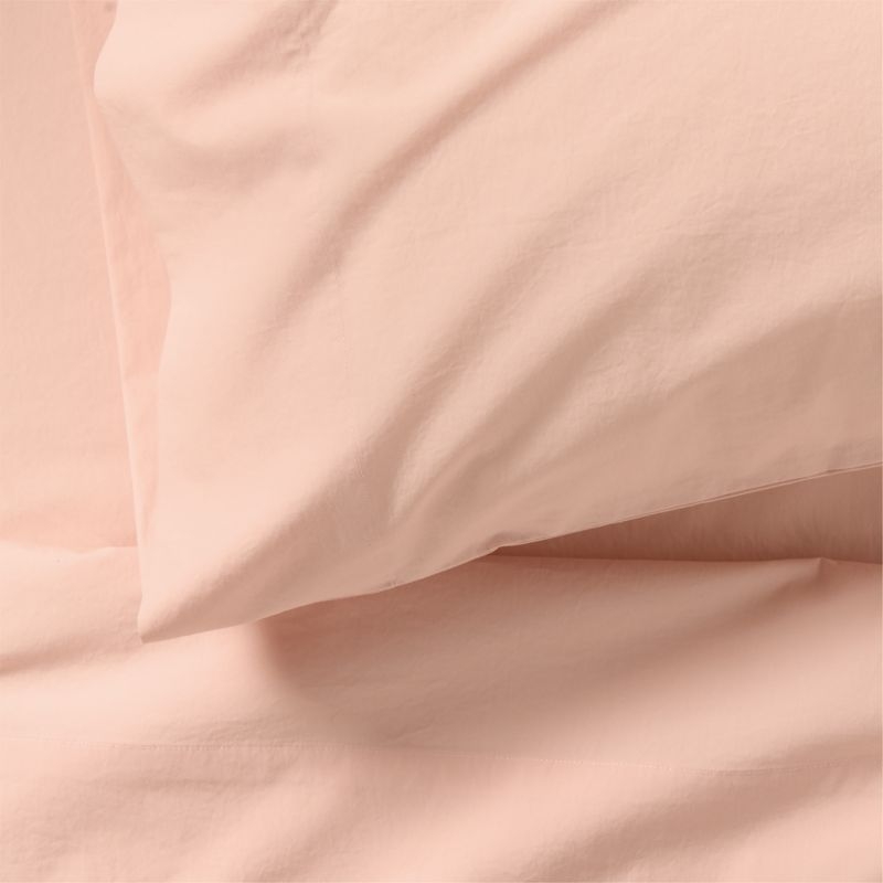 CozyCloud Washed Organic Cotton Elegant Pink Twin XL Sheet Set - Image 4