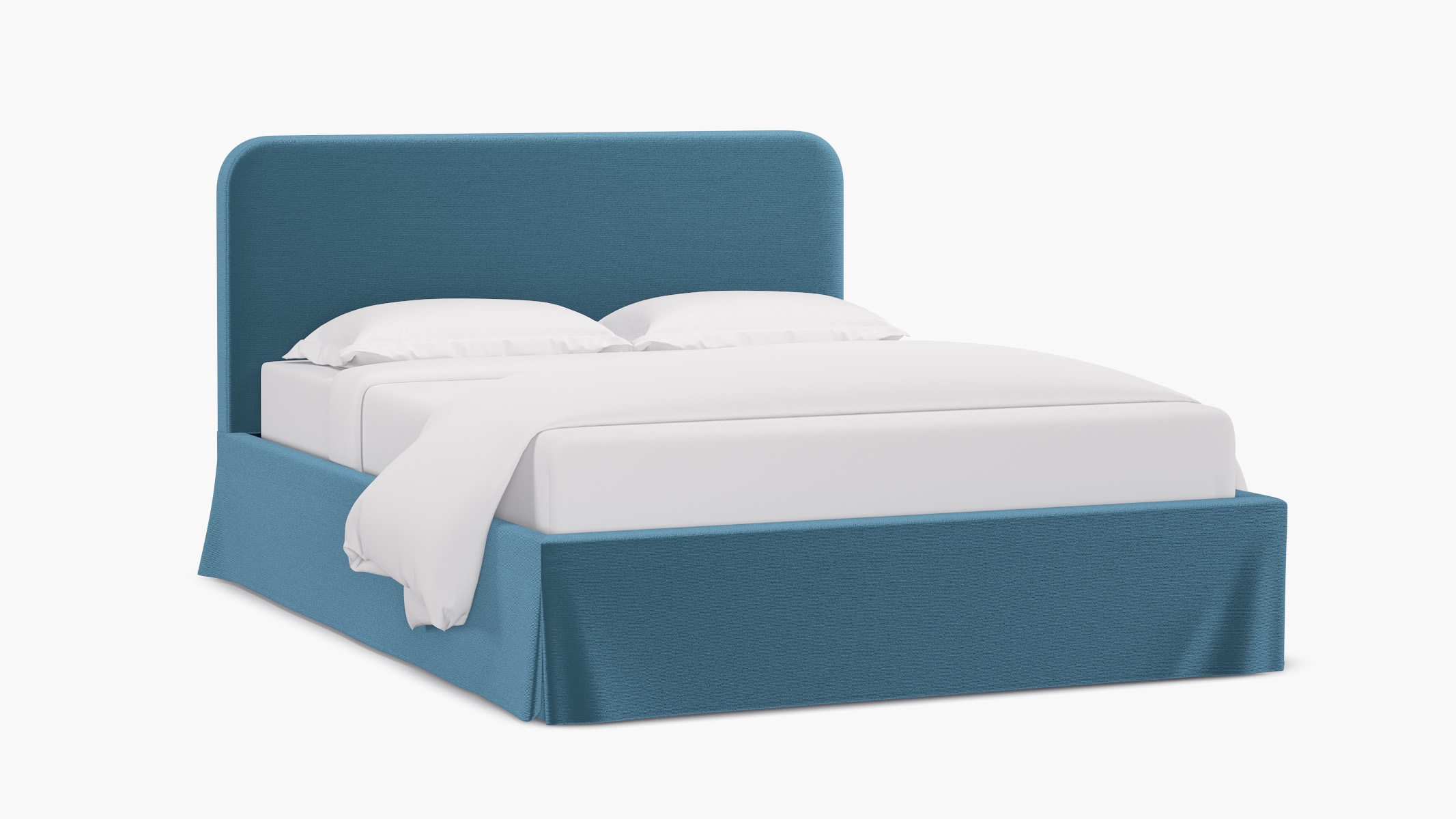 Skirted Platform Bed, French Performance Plush Velvet, Queen - Image 1