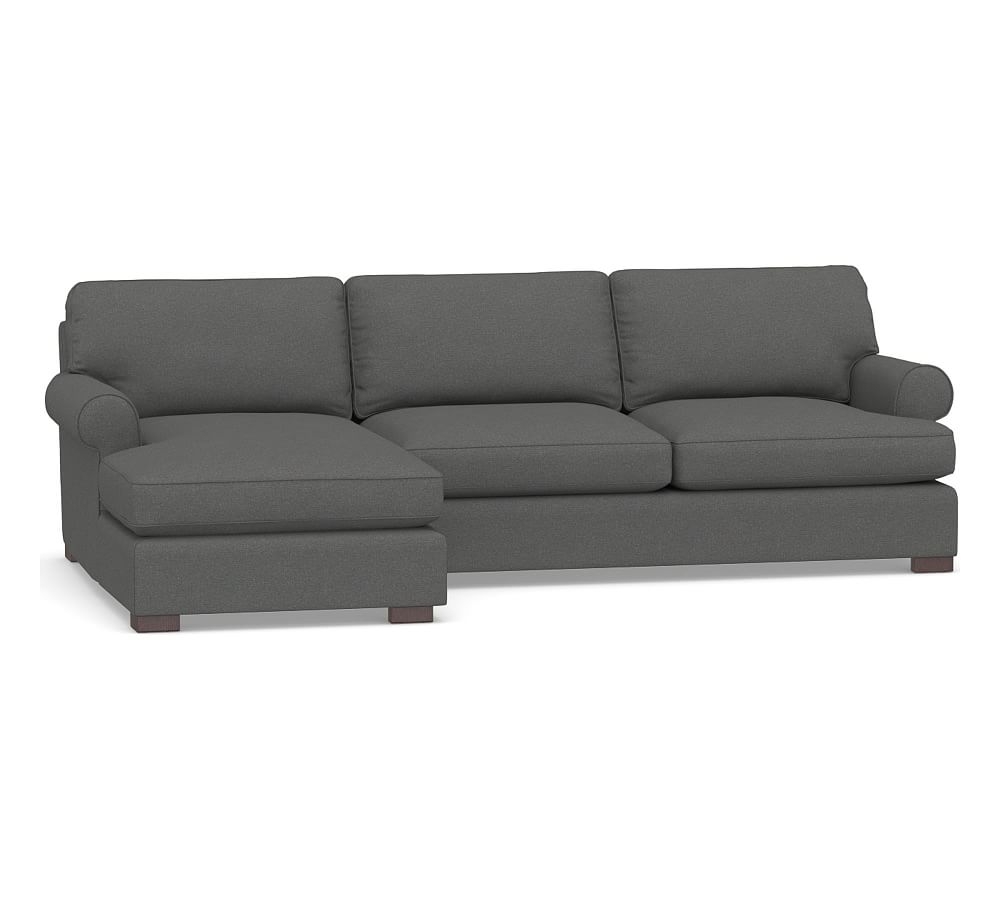 Townsend Roll Arm Upholstered Right Arm Sofa with Chaise Sectional, Polyester Wrapped Cushions, Park Weave Charcoal - Image 0