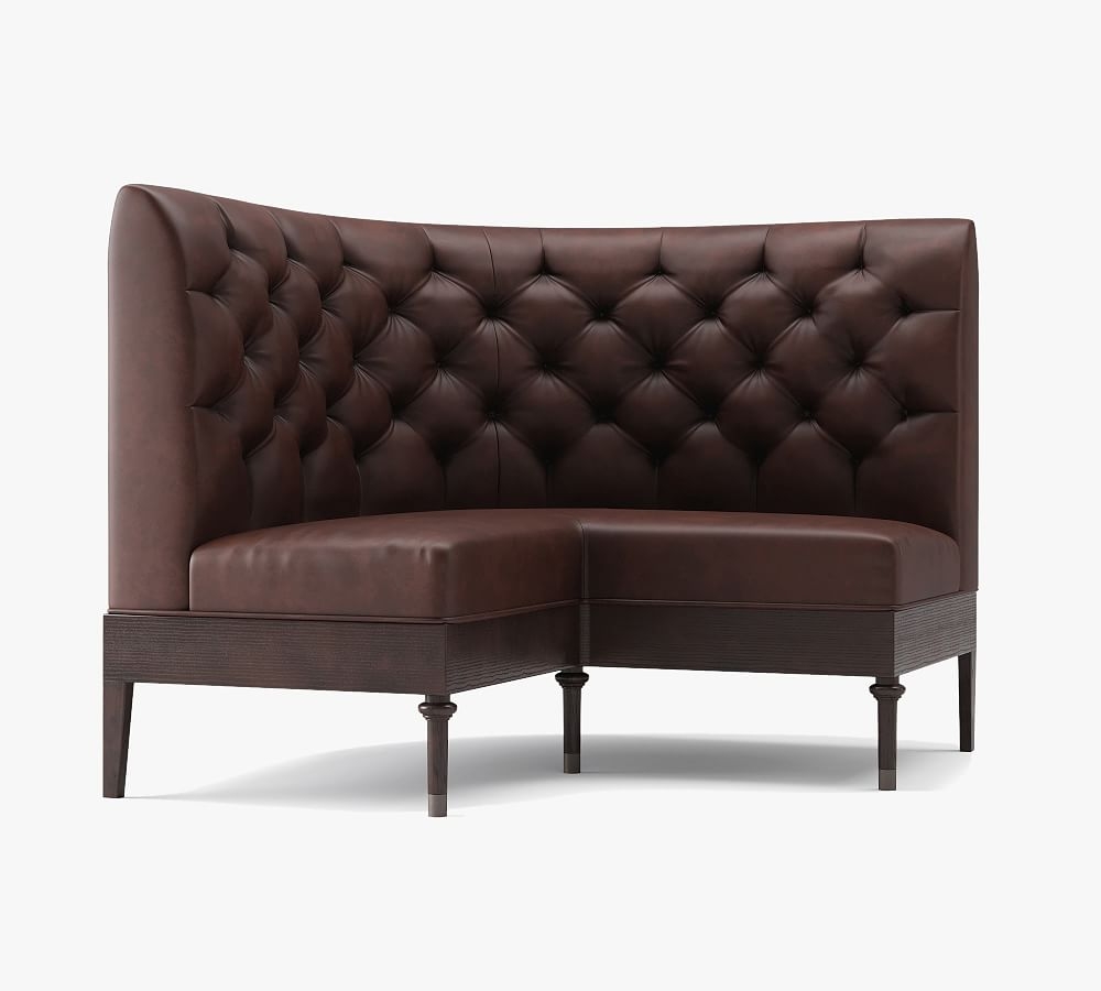 Hayworth Leather Corner Banquette, Black Legs, Statesville Indigo - Image 0