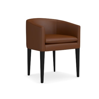 Chestnut Dining Armchair, Tuscan Leather, Chocolate, Heritage Grey Leg - Image 1