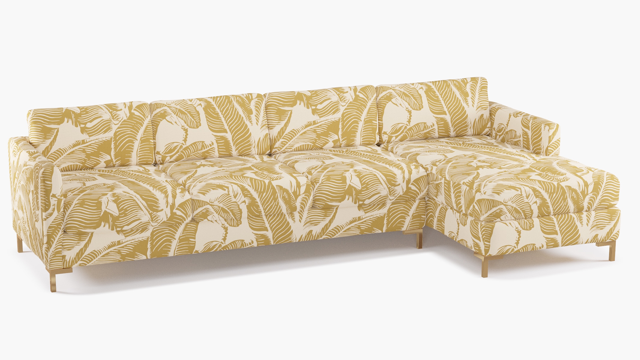 Modern Sectional, Right Facing, Ochre Martinique® Encore, Brass L Leg - Image 1