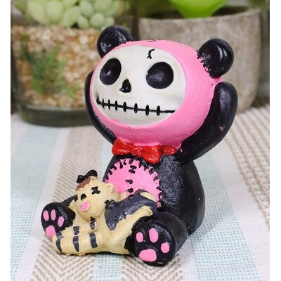 Trinx Furry Bones Pink Pandie The Girl Panda With Voodoo Doll Costumed Skeleton Monster Collectible Figurine 2.5" Tall Furrybones Decor Collector Item Ossuary Macabre Sculpture - Image 0