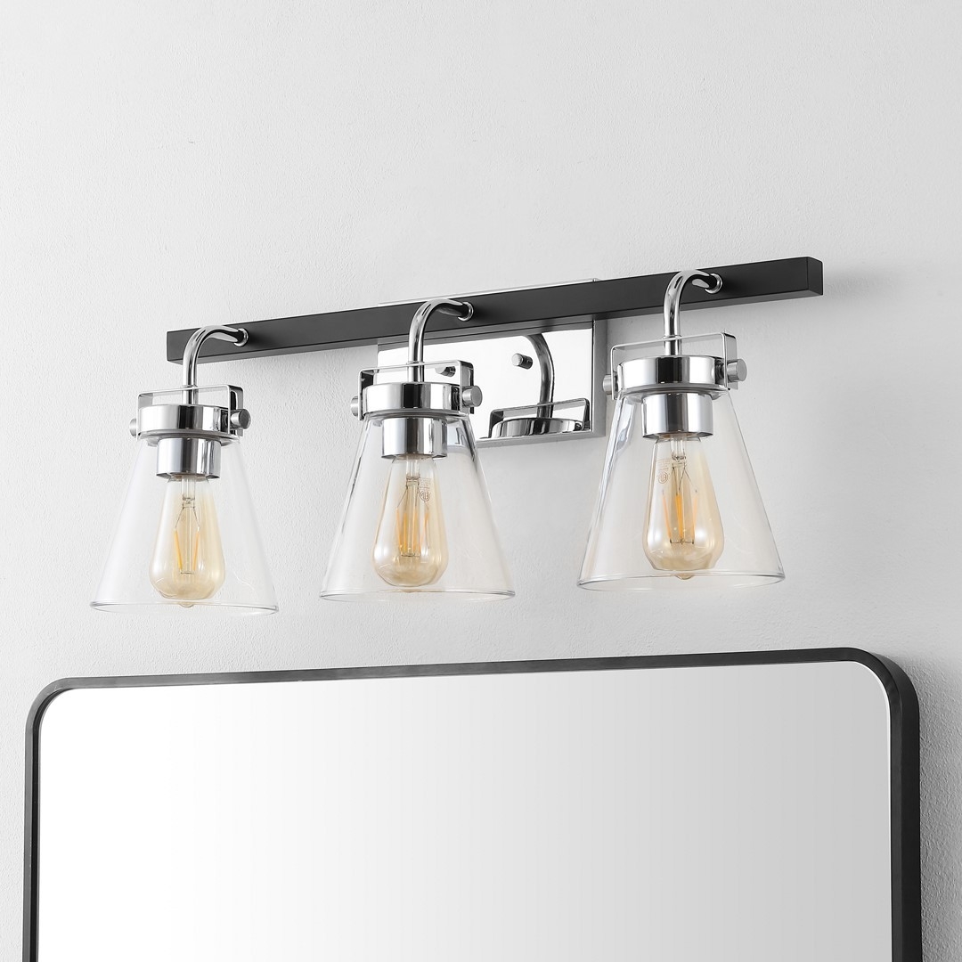 Rayney 3Lt 23" Wall Sconce - Chrome / Black - Safavieh - Image 2