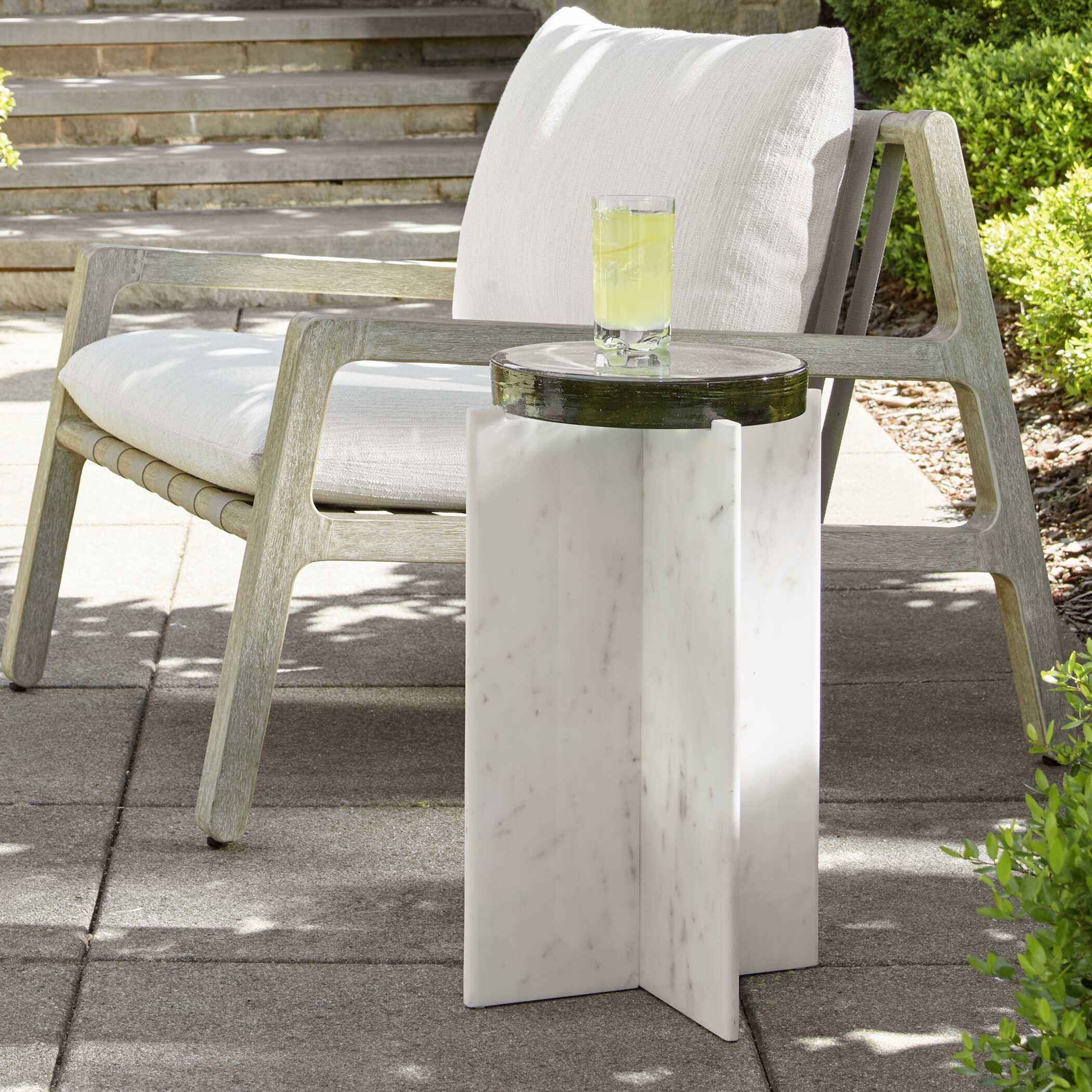 Olina Marble Outdoor Accent Table - Image 1
