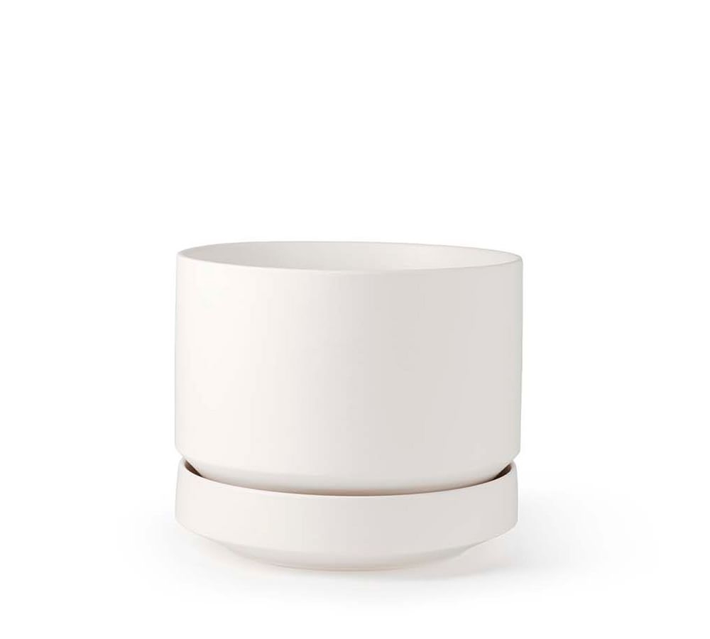 Modern White Ceramic Planter, Mini, 5" diameter - Image 0