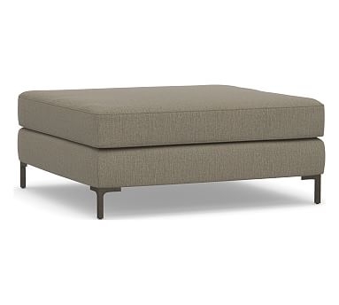 Jake Upholstered Sectional Ottoman with Bronze Legs, Polyester Wrapped Cushions, Chenille Basketweave Taupe - Image 0