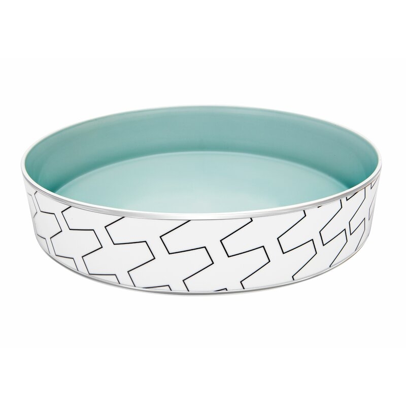Vista Alegre Trasso Porcelain Mid-Century Modern Decorative Bowl in White/Blue - Image 0