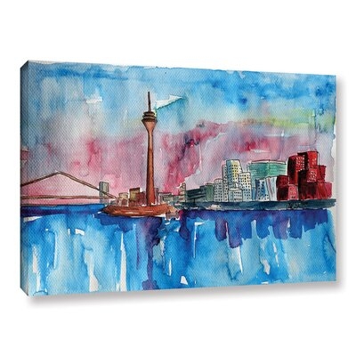 Dusseldorf Germany Media Harbour Sunset Gallery Wrapped Canvas - Image 0