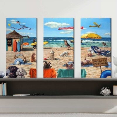 "Dog Beach" 3 Piece Graphic Print Set On Canvas_2285 - Image 0