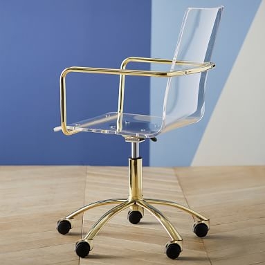Paige Acrylic Swivel Desk Chair, Gold - Image 5