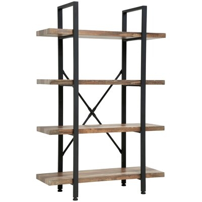 Wood Bookshelf,Storage Industrial Bookcase Freestanding Modern Bookshelf Unit With Metal Frame For Home Office Living Room (4-Tier) - Image 0