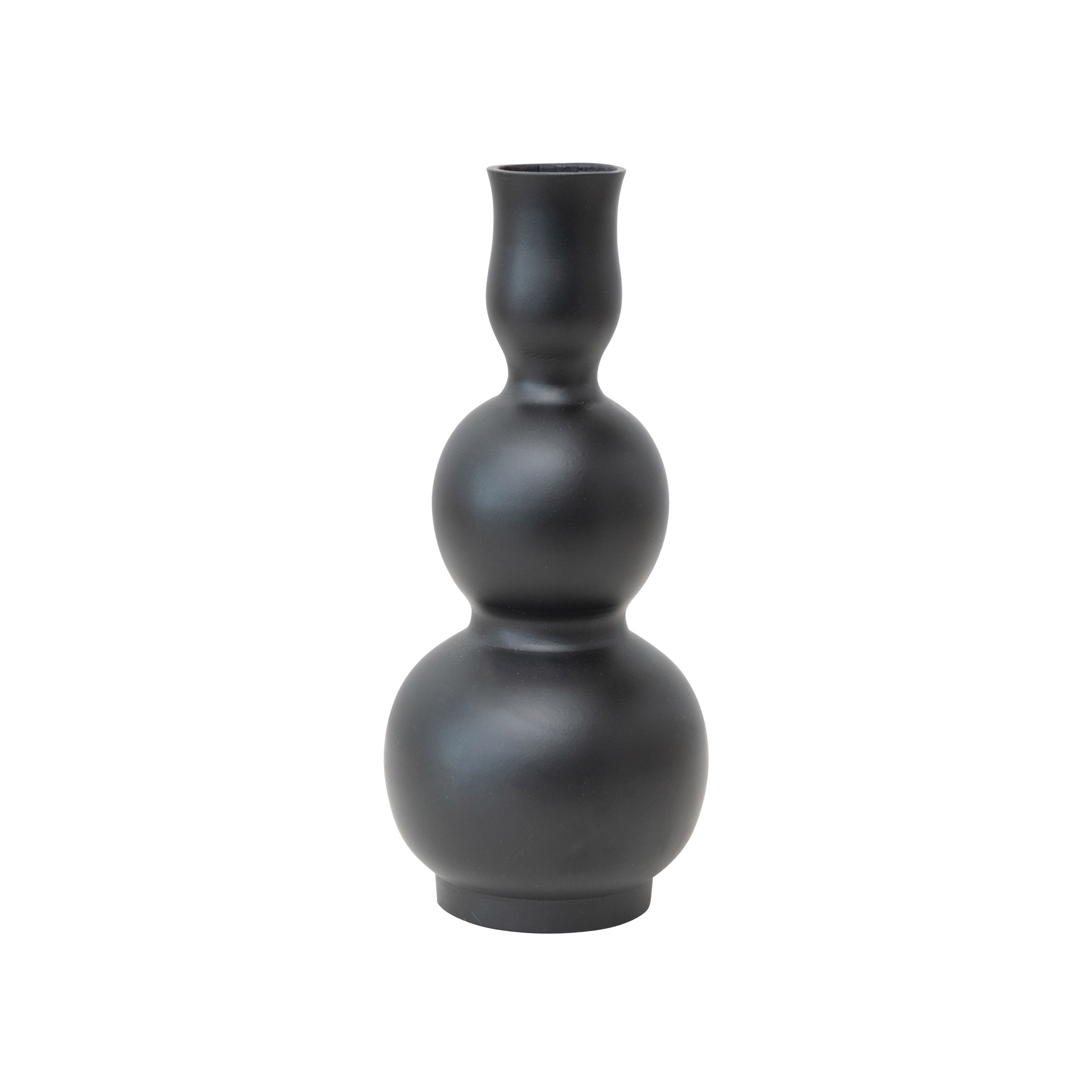  Sculptural Aluminum Vase, Matte Black - Image 0