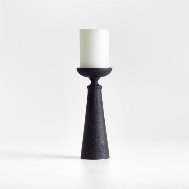 Izumo Ebonized Wood Pillar Holder 9" - Image 0