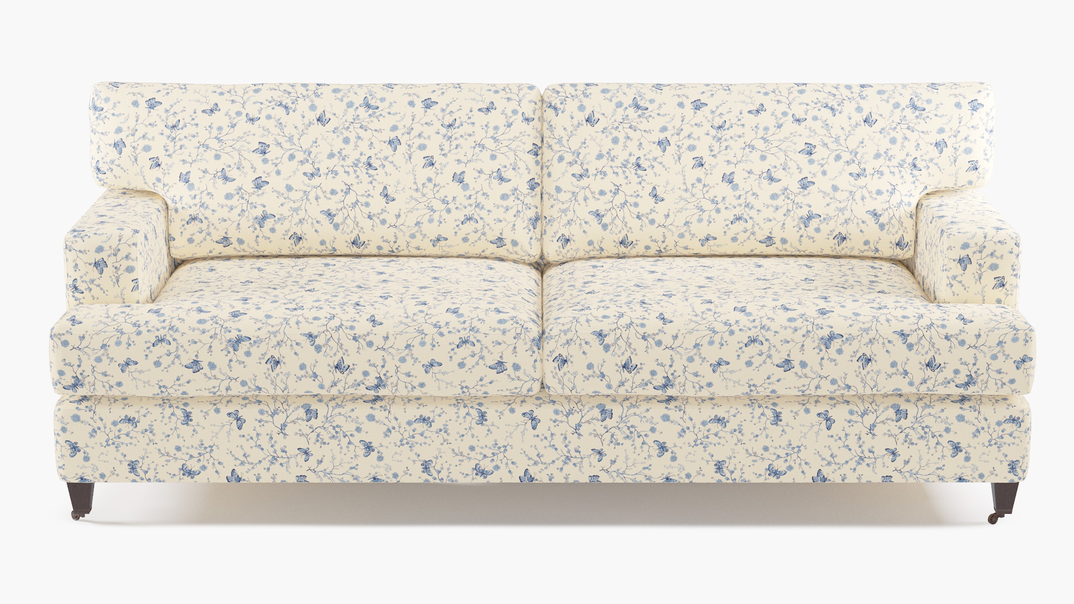 Classic Sofa, Delft Mariposa, Espresso with Antique Brass Caster - Image 0