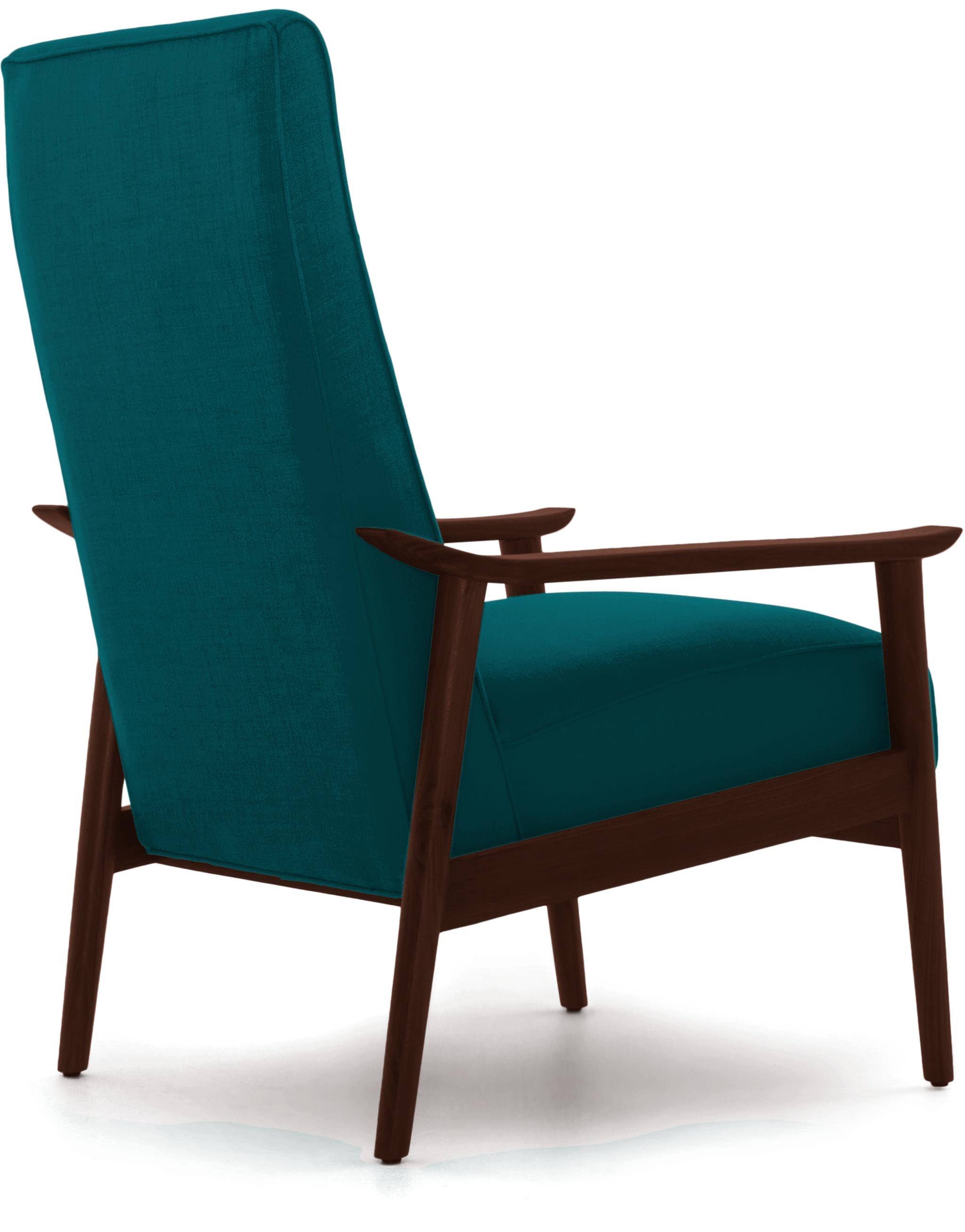 Blue McKinley Mid Century Modern Chair - Lucky Turquoise - Walnut - Image 3