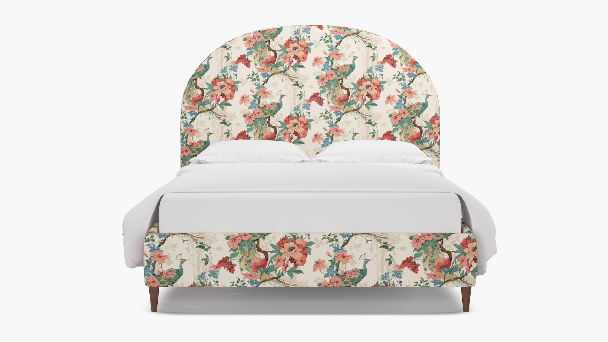 Demilune Bed, Rose Peacock Park, Walnut Square Tapered Leg, King - Image 0