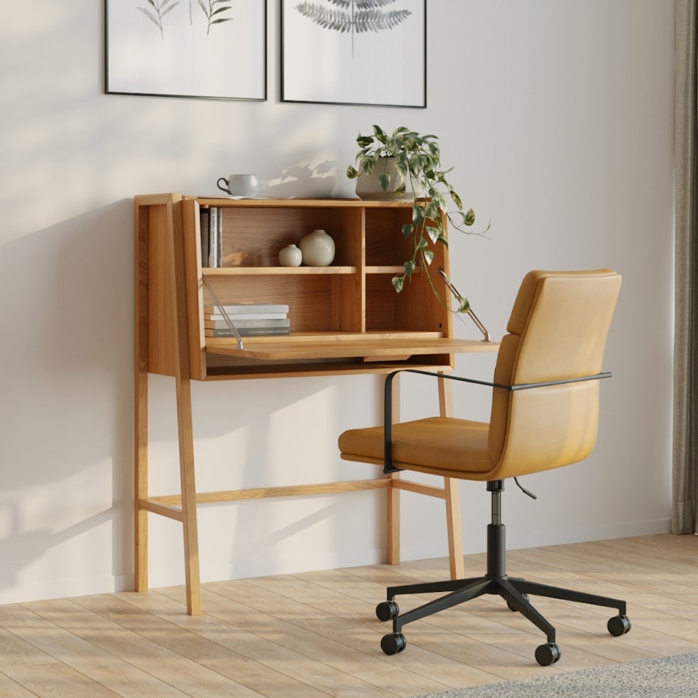 Fantol 35.5" Cabinet Desk - Natural Oak - Image 1