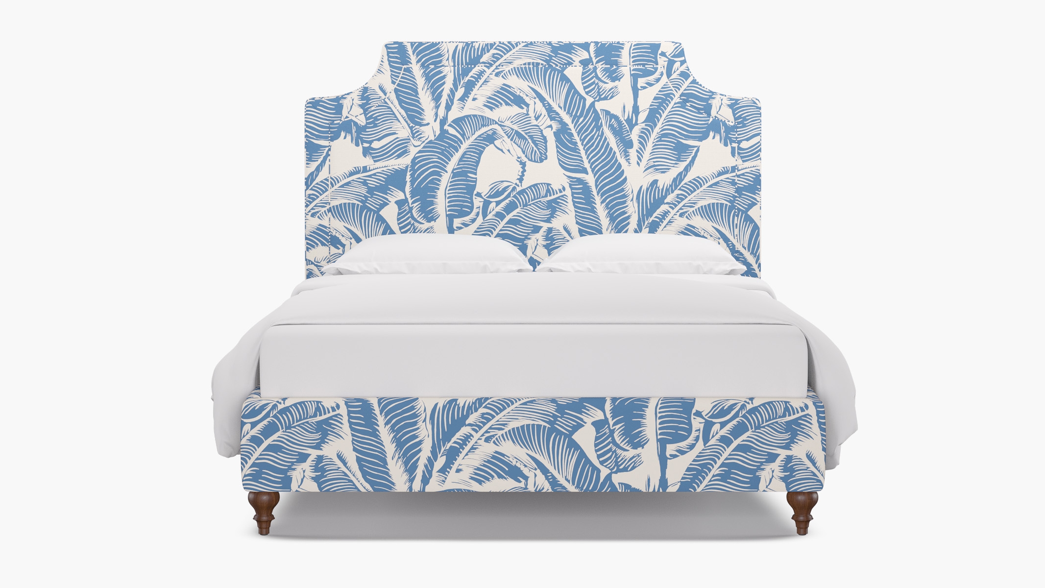 Deco Bed, Cornflower Martinique® Encore, Walnut Traditional Turned Leg, King - Image 0